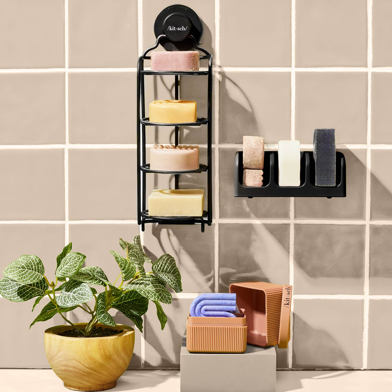 Kitsch Self-Draining Soap Dish - Black