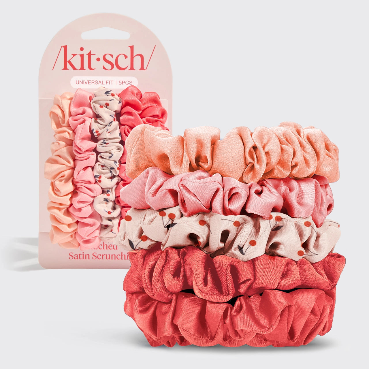 Kitsch Satin Scrunchies Set - Assorted Cherry Blossom