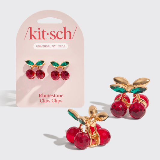 Kitsch Mini Rhinestone Claw Clips Set - Cherry