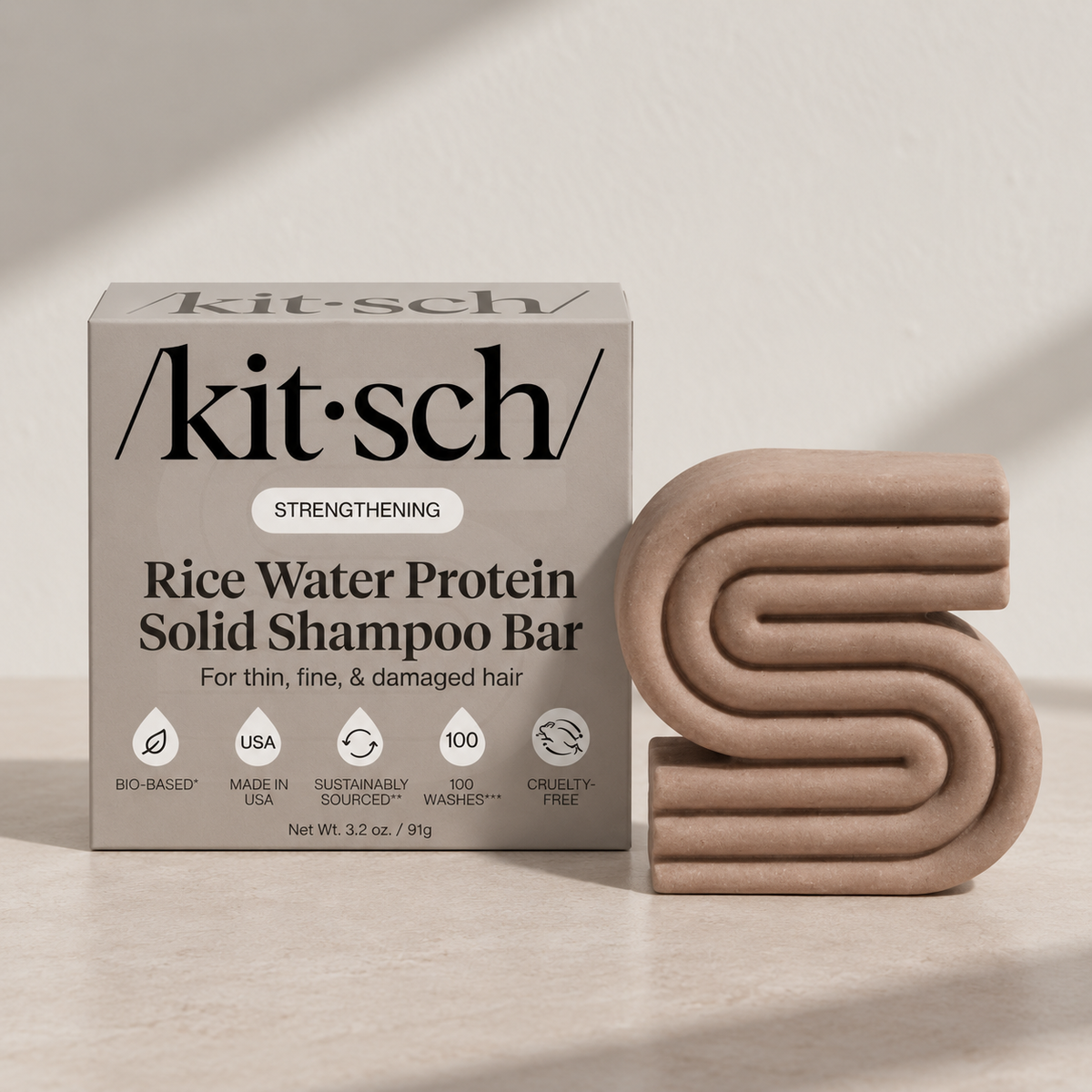 Kitsch Rice Water Protein Shampoo Bar for Hair Growth