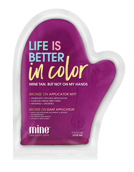 Bronze on applicator mitt