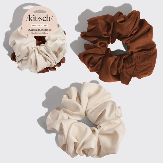 Kitsch Cream & Camel Oversized Scrunchies