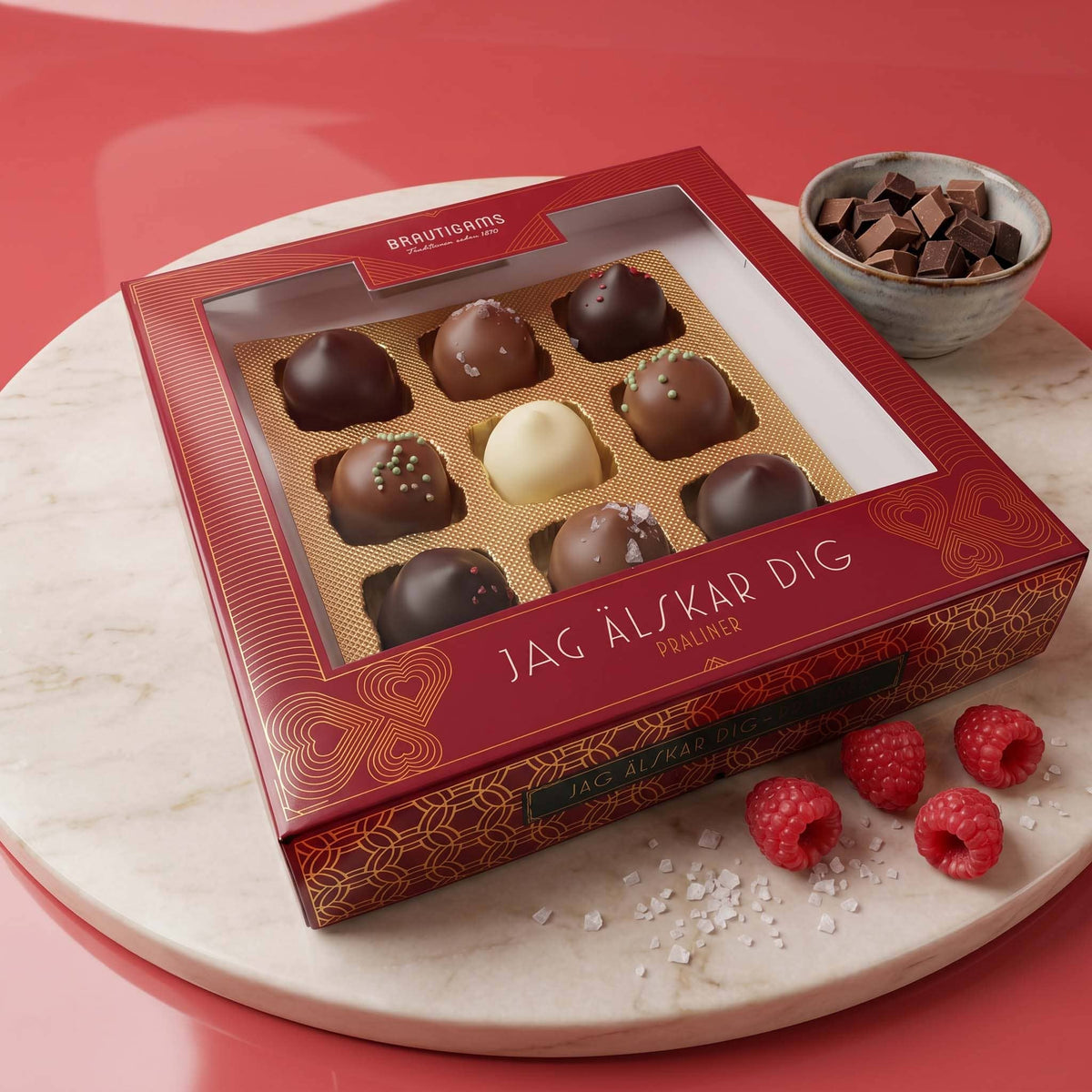 Bräutigams Chokladpraliner "Jag älskar dig" (9st)